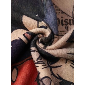 [Disney Vintage Cartoon Sweater] Disney Mickey Mouse & Minnie Mouse Vintage Cartoon Print Women's Sweater - Soft Stretchy Long Sleeve Pullover with Ribbed Trim, Loose Fit Round Neck Casual Top for All-Season Comfort, Cute Character Design