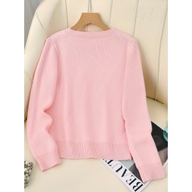 [Soft Thermal Sweater] Soft & Comfortable Women's Thermal Round-Neck Loose Fit Long Sleeve Sweater | All-Season Casual Top, Solid Color, Easy Care Hand Wash/Dry Clean, Medium Stretch, Clean Design