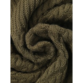 Women's High-Neck Ribbed Sweater - Olive Green Stretchy Long Sleeve Pullover, Loose Fit Textured Winter Top for Fall & Winter, Elegant Casual Chic Wardrobe Essential, Comfortable Fashion, Highneck Pullover, Soft Comfort