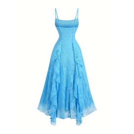 Elegant Off-Shoulder Lace Dress with Ruffle Hem and Bow Detail - Pink Floral Pattern, Sleeveless Summer Dress for Women, Perfect for Casual or Formal Occasions, Formal Attire | Offshoulder Dress | Lace Fabric