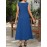 Targeted Development - New Long Knee-Length Slim-Fit Pocket Solid Color Casual Midi Dress
