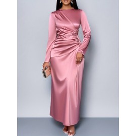 [Elegant Soft Pink Formal Gown] Elegant Women's Soft Pink Long Flowy Gown - Formal & Party Dress | Machine Washable Evening Wedding, Valentine's, Christmas Party Outfit | Sophisticated Design, Comfortable Fit, Glamorous Special Occasion Wear