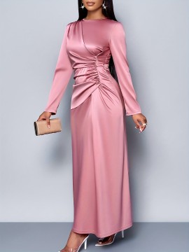 [Elegant Soft Pink Formal Gown] Elegant Women's Soft Pink Long Flowy Gown - Formal & Party Dress | Machine Washable Evening Wedding, Valentine's, Christmas Party Outfit | Sophisticated Design, Comfortable Fit, Glamorous Special Occasion Wear