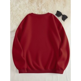 Women's Floral Print Crew Neck Sweatshirt - Pink with Multicolor Flower Design, All-Season Casual Pullover, Soft Machine-Washable Fabric, Cozy Everyday Sweater for Women (No Dry Clean)