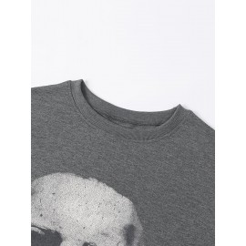 0807 Circle, 1pc Casual Women'S Sweatshirt, Round Neck, Long Sleeve, Halloween Print, Suitable for Autumn and Winter as well as All Seasons, Women'S Clothing, Halloween Clothing | Halloween Print Top | Construction, Halloween Costumes