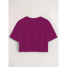 Women's Sexy Slim Fit Cropped T-Shirt - Dark Green joyful Face Tee, Machine Washable Casual Summer Top for Everyday Outfits & Parties, Ladies T Shirts, Weekend Fashion, Trendy Tee, Soft Texture, Short Sleeve Shirt, Fashion Lovers