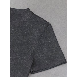 Women's Sexy Slim Fit Cropped T-Shirt - Dark Green joyful Face Tee, Machine Washable Casual Summer Top for Everyday Outfits & Parties, Ladies T Shirts, Weekend Fashion, Trendy Tee, Soft Texture, Short Sleeve Shirt, Fashion Lovers