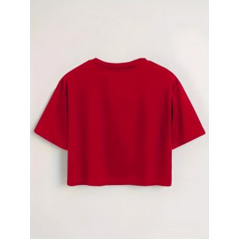 Women'S Vibrant Sun Graphic Crop Top T-Shirt - Casual Round Neck Short Sleeve, Machine Washable, Slim Fit, Perfect for Spring/Summer Outfits, Sunset Shirt