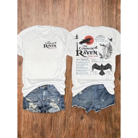 Casual Bird Lover's Printed Crew Neck T-Shirt - Women's Short Sleeve Top - Women's Clothing